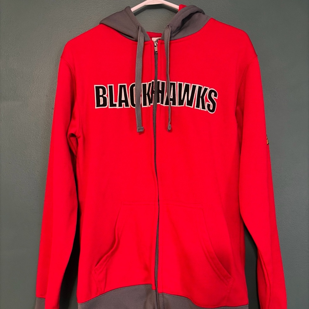 Chicago Blackhawks Hoodie Red NHL Zip Up Sweatshirt Men’s [S] Hockey Fan Gear